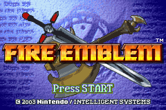 Fire Emblem title screen for GameBoy Advance